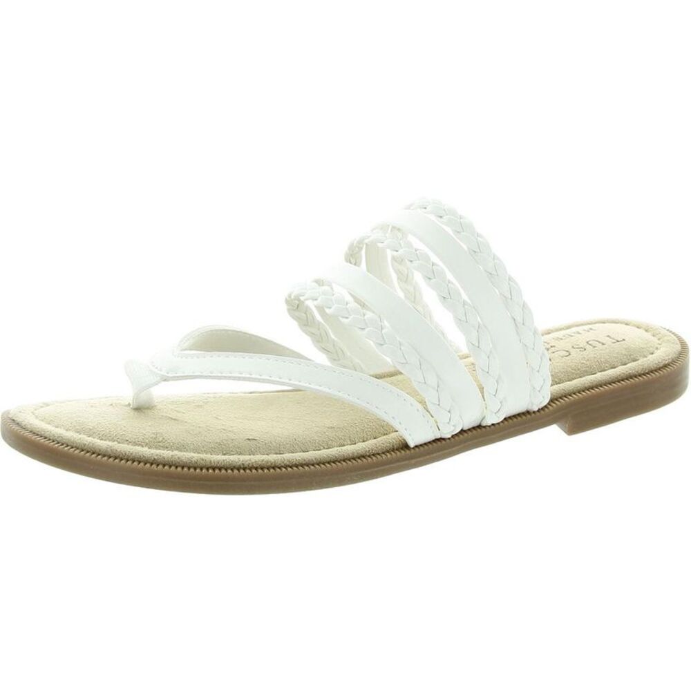 Tuscany By Easy Street Womens ANJI White Braided Man Made Strappy Sandals New